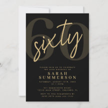 Modern Script Sixty Black Gold 60-årsfest