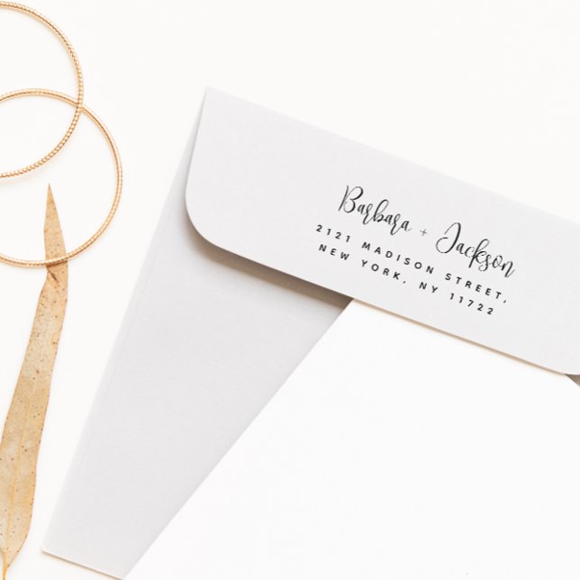 Modern Script Snyggt Bröllop Returadress Självfärgande Stämpel (Skapare uppladdad)