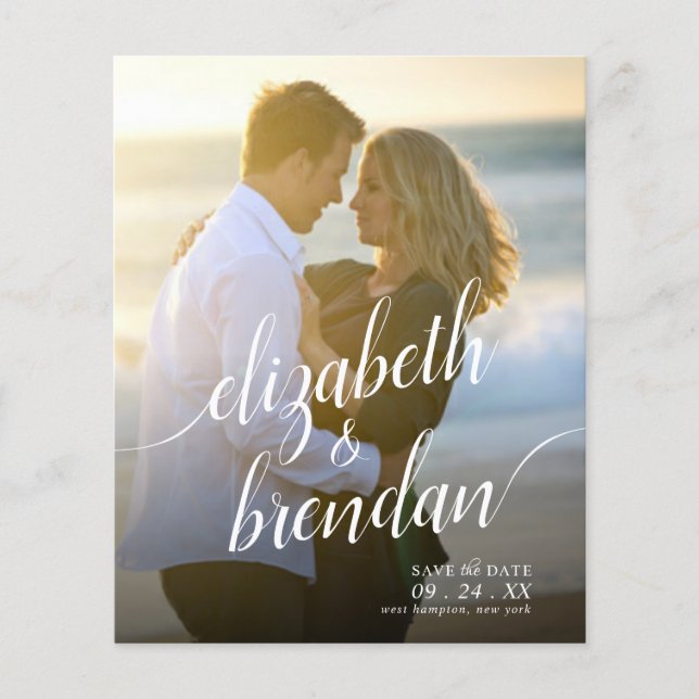 Modern Script Spara Datum Budget Bröllop (Framsida)