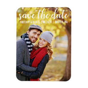 Modern Script Spara datumet parfoto Magnet