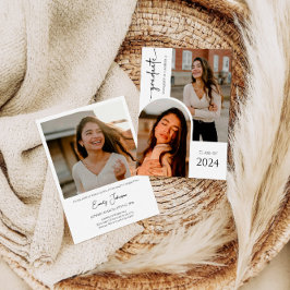 Modern Script Student Photo Collage Studenten Inbjudningar