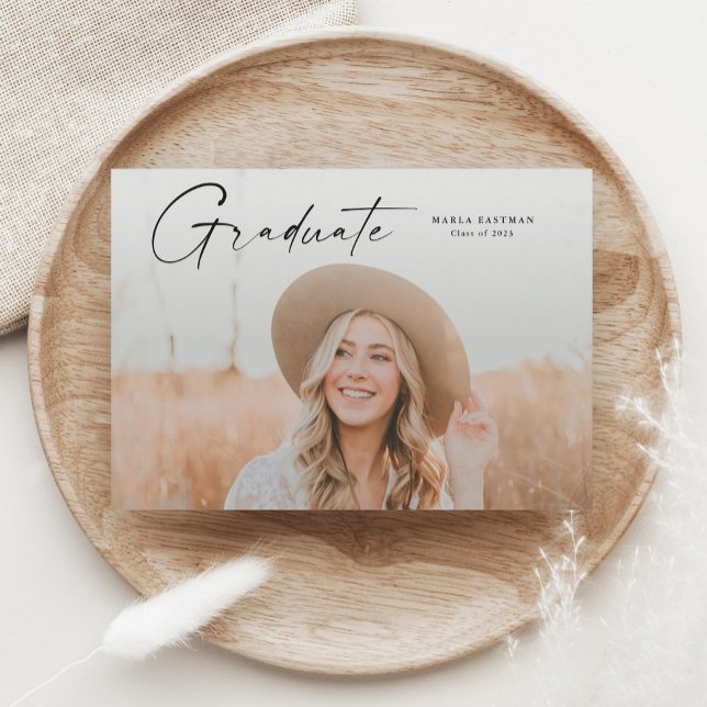 Modern Script Student Photo Studenten Inbjudningar (Skapare uppladdad)