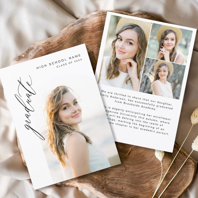 Modern Script Student Photo Studenten Inbjudningar (Skapare uppladdad)