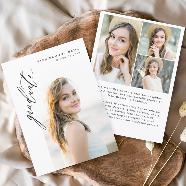 Modern Script Student Photo Studenten Inbjudningar (Skapare uppladdad)