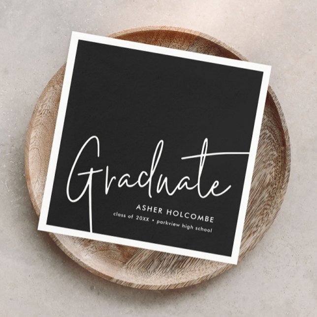 Modern Script Student Simple Studenten Pappersservett (Modern Graduate Script Simple Graduation Party Napkins.)