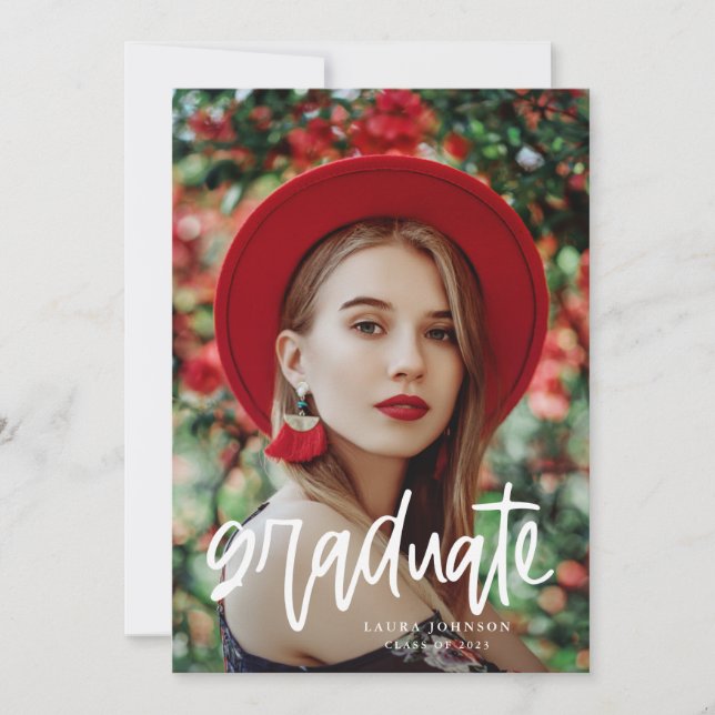 Modern Script Student Studentfest Inbjudningar (Framsida)