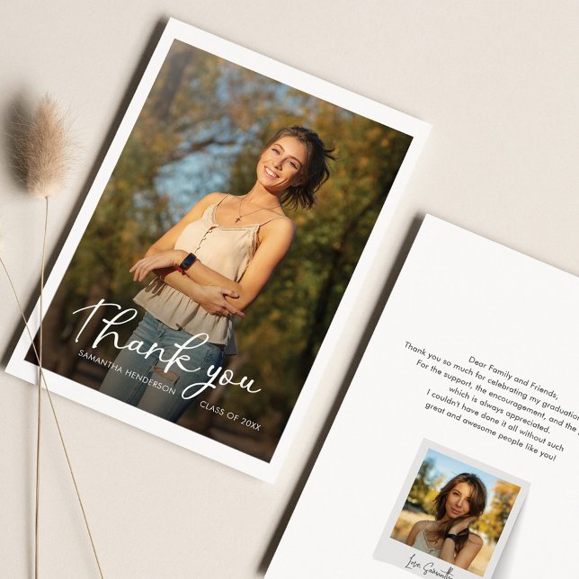 Modern Script Studenten 2025 Photos Grad Tack Kort (Skapare uppladdad)