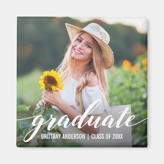 Modern Script Studenten-meddelande - foto Sq Magnet (Framsidan)