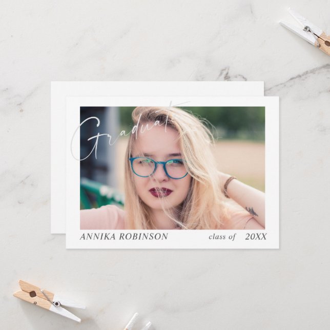 Modern Script studenten-meddelande Inbjudningar (Fram/Back In Situ)