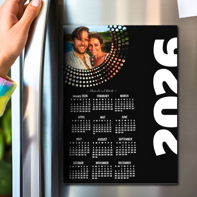 Modern Script Stylish 2026 Calendar Photo Magnet  (Skapare uppladdad)