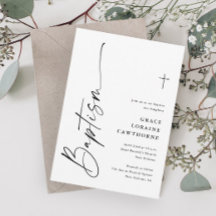 Modern Script Svart & Vitt Könsneutral Dopceremoni