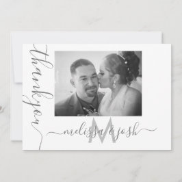 Modern Script Tack Bröllopspar Foto Kort