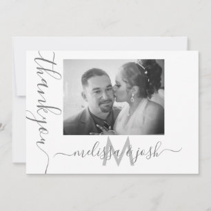 Modern Script Tack Bröllopspar Foto Kort