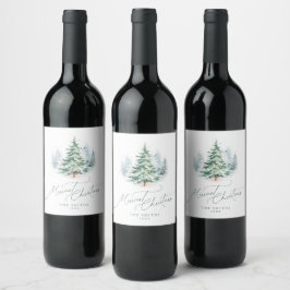 Modern Script Tallrik Julgran God Jul Vinflaska Etikett
