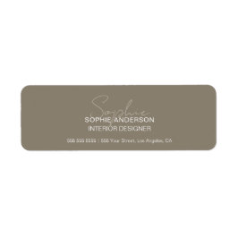 Modern Script Taupe Professionell Verksamhet Returadress Etikett
