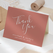 Modern Script Terracotta Bröllop Tack