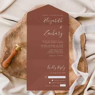 Modern Script Terracotta Burnt Orange Bröllop
