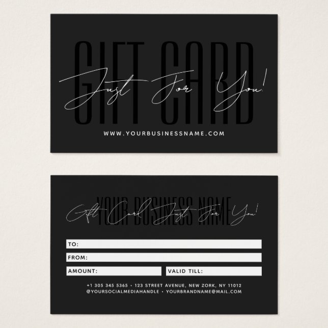 Modern script typography business gift card  visitkort (Framsida & baksida)