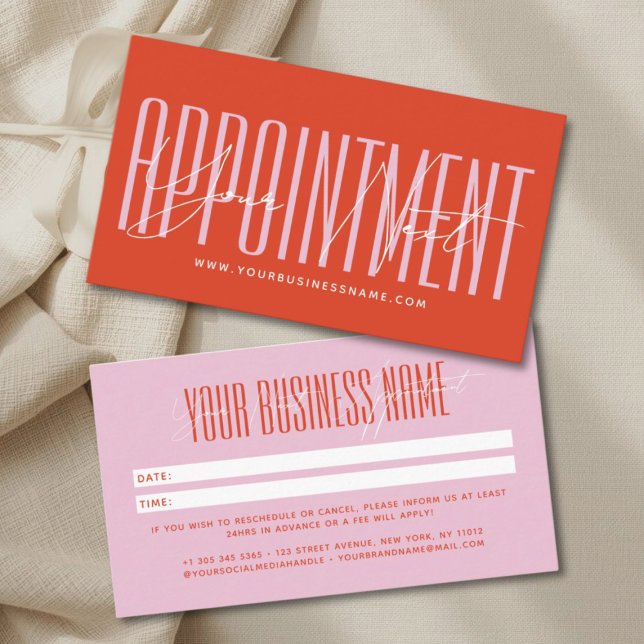Modern script typography professional reminder tidsbeställning kort (Your next appointment reminder card)