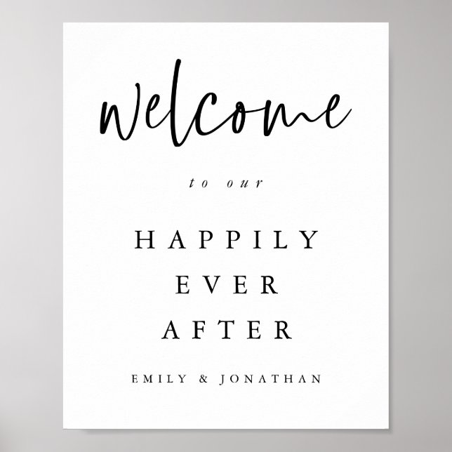 Modern Script Välkommen till Bröllop Valfri Färg Poster (Framsidan)