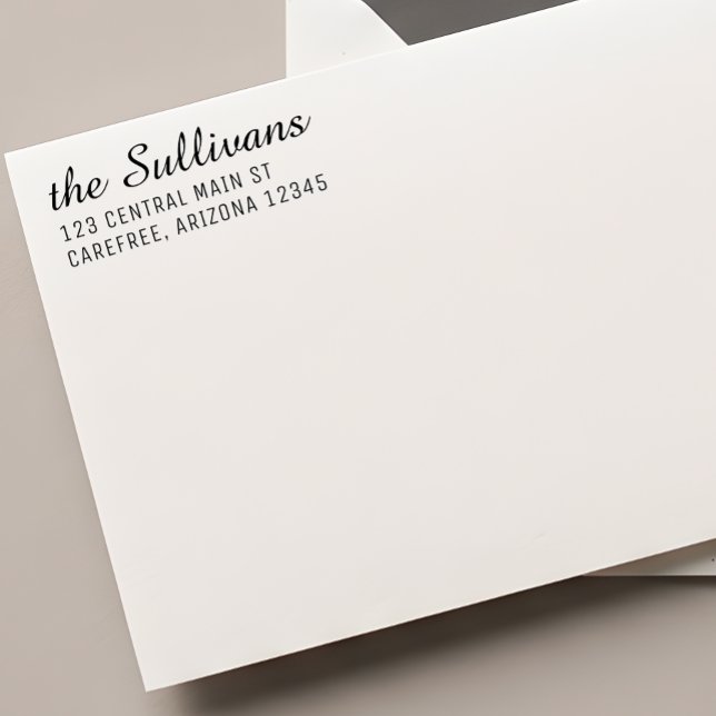 Modern Script Vänsterjusterad Returadress Självfärgande Stämpel (Skapare uppladdad)