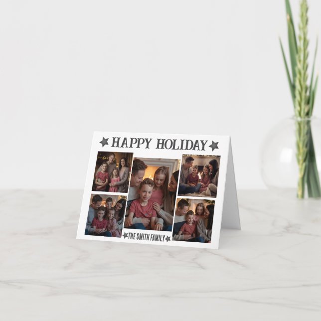 Modern Script Vikad 5 Bilder God Jul Kort (Framsida)