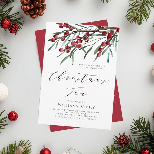 Modern Script Vinterbär Jul Te Inbjudningar (Skapare uppladdad)