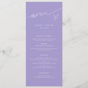 Modern Script Violett Bröllopsmeny Meny