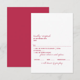 Modern Script Viva Magenta Minimalistic Bröllop OSA Kort