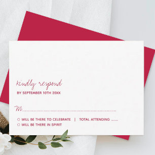Modern Script Viva Magenta Minimalistic Bröllop OSA Kort