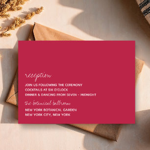 Modern Script Viva Magenta Minimalistic Bröllop Tilläggskort