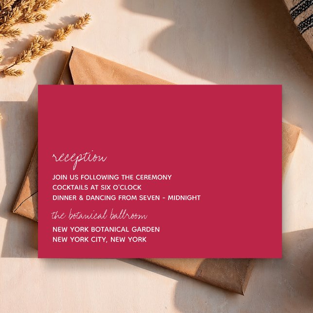 Modern Script Viva Magenta Minimalistic Bröllop Tilläggskort (Skapare uppladdad)