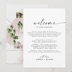 Modern Script Welcome Brev Intererary & Karta