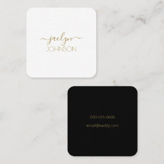 Modern Script White Guld Black Personlig Namn Fyrkantigt Visitkort