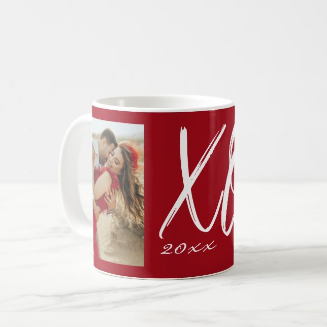 Modern Script XO År Foto Kaffemugg (Framsida vänster)