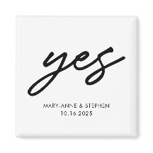 Modern Script Yes Engagement Wedding Save the Date