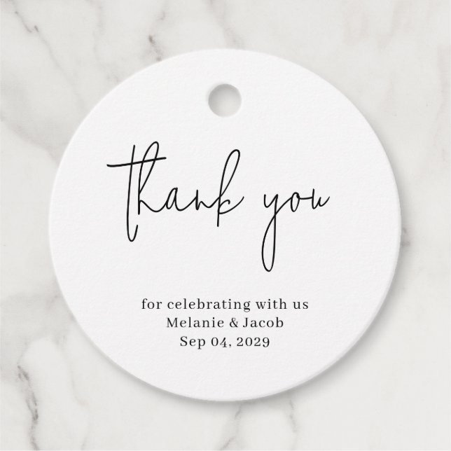 Modern Scripture Bröllop Round Gåvor Etiketter (Framsida)