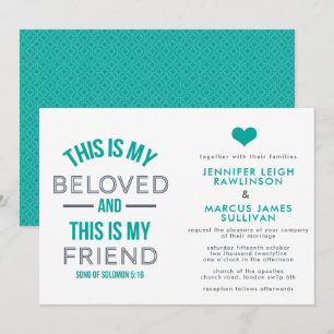 Modern Scripture Christian Wedding-inbjudan Inbjudningar