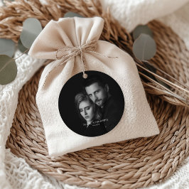 Modern Scripty Black and White Photo Gåvor Etiketter