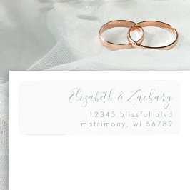 Modern Sea Glass Script Returadress Bröllop Returadress Etikett