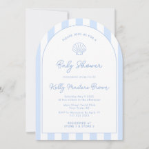 Modern Sea Snäcka Blue & White Coastal Baby Shower