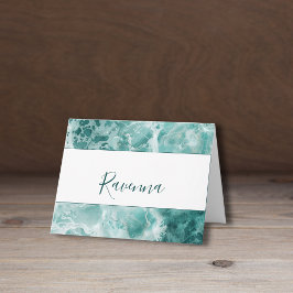 Modern Seafoam Silver Bröllopsfärgnamn Anteckningskort