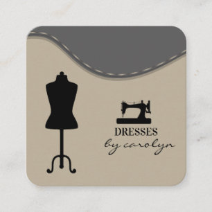 Modern Seamstress eller Tailor i Maskin Fyrkantigt Visitkort