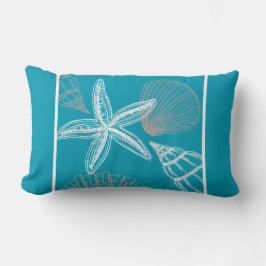 Modern Seashell Beach House Aqua Blue Starfish Lumbarkudde