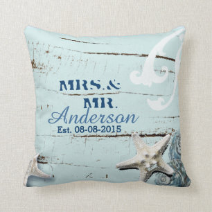 modern SeaShells Beach Wedding Kudde