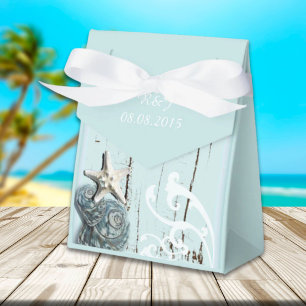 modern SeaShells Beach Wedding Presentaskar