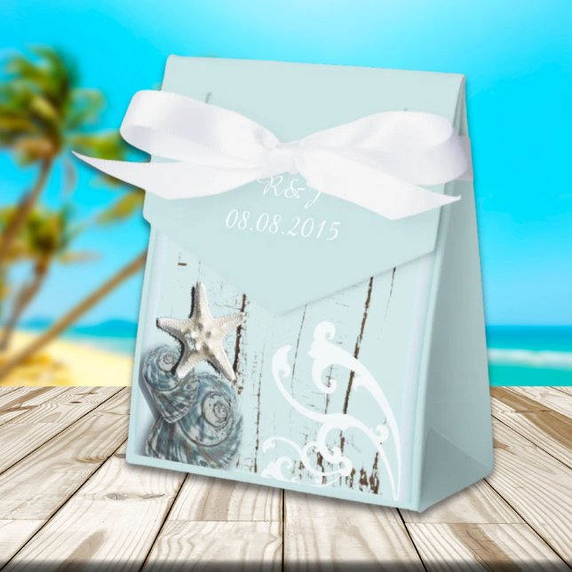 modern SeaShells Beach Wedding Presentaskar (modern ocean SeaShells Beach Wedding Favor Boxes)