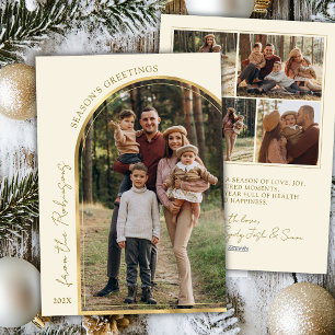 Modern Season's Greetings Guld Arch 5 Photo Julkort