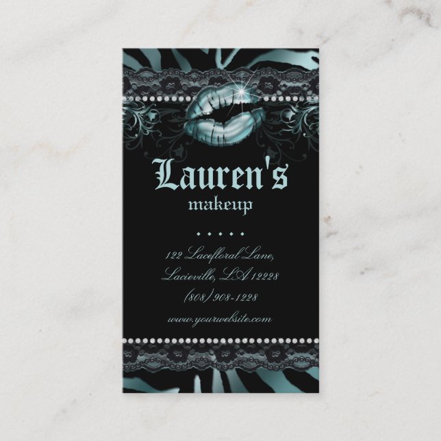 Modern sebra för kricka för snöre för läppar N för Visitkort (Framsida)