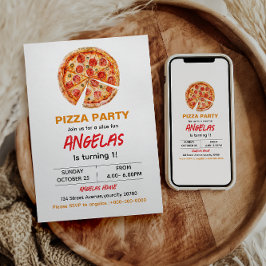 Modern Segce Baby Pizza 1:a födelsedag Inbjudningar